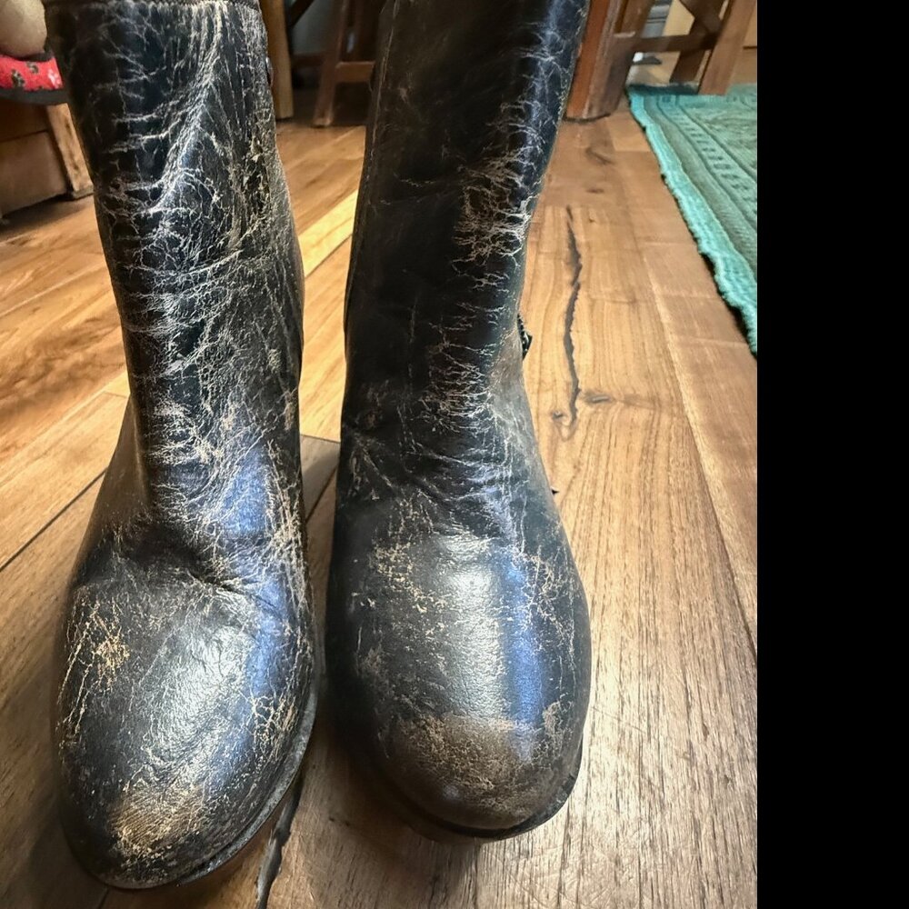 Bed Stu Ghent Distressed Studded Leather Booties (Women's US 7)